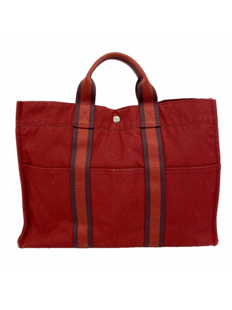 Hermes Tote Fourre Tout Mm Canvas Red Silver